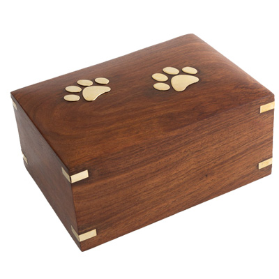 AA timber pet urn ashes brass paws bkg