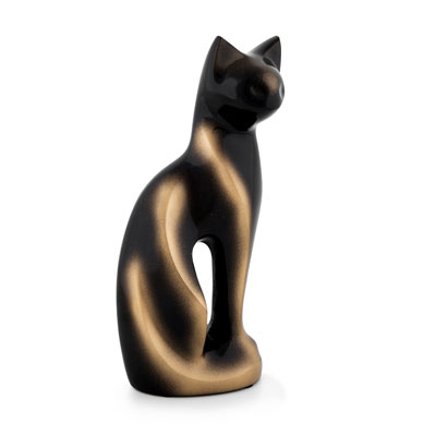 Q cat urn ashes figurine antique bronze